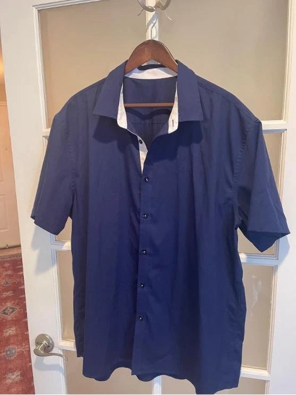 Men's Navy Short-Sleeve Button-Up Shirt